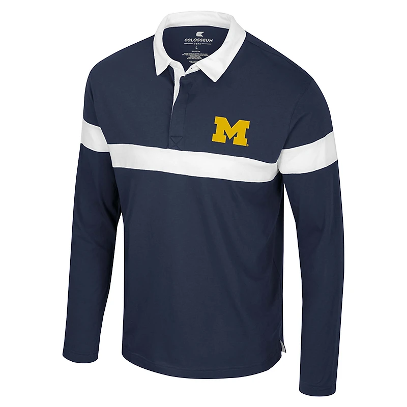 Men's Colosseum  Navy Michigan Wolverines Too Cool For School Long Sleeve Polo