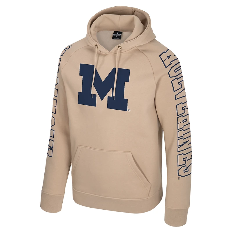 Men's Colosseum Tan Michigan Wolverines Big Break Raglan Hoodie