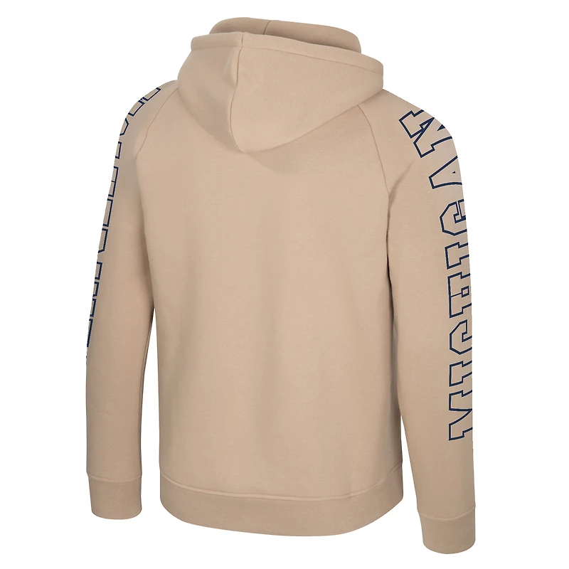 Men's Colosseum Tan Michigan Wolverines Big Break Raglan Hoodie