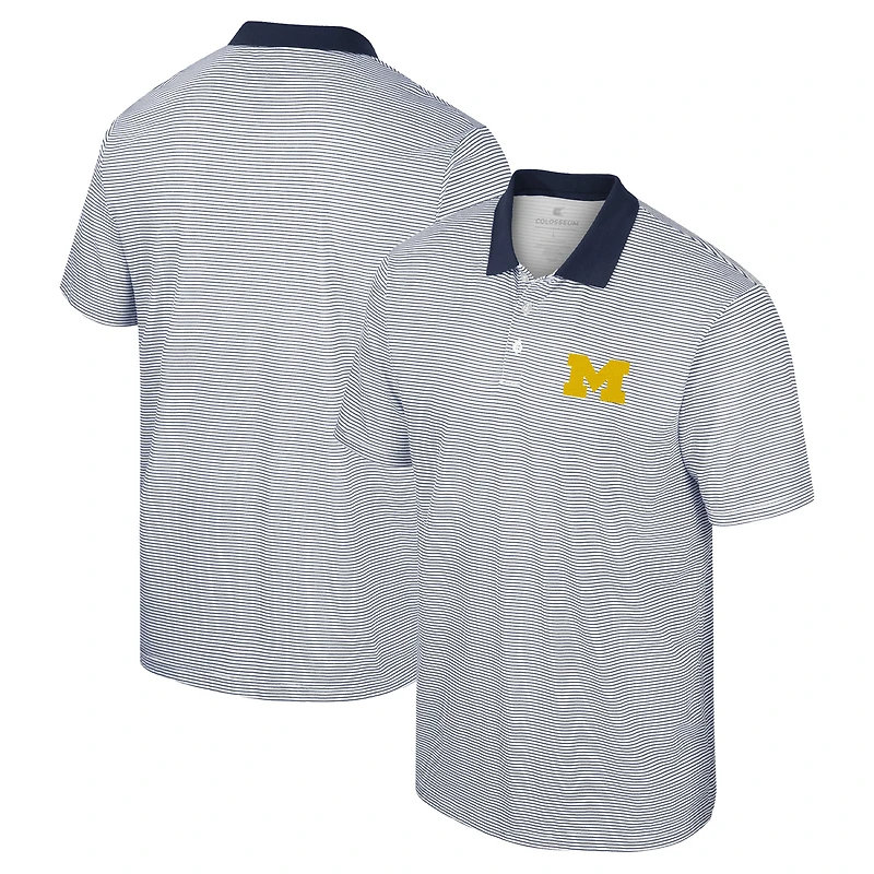 Men's Colosseum White/Black Michigan Wolverines Print Stripe Polo