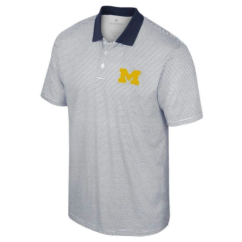 Men's Colosseum White/Black Michigan Wolverines Print Stripe Polo