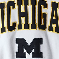 Men's Colosseum White Michigan Wolverines Arch & Logo Crew Neck Sweatshirt