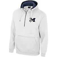 Sweat à capuche demi-zip Colosseum White Michigan Wolverines pour hommes