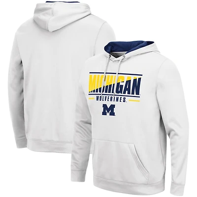 Sweat à capuche Colosseum Michigan Wolverines Slash Stack 2.0 pour homme, blanc