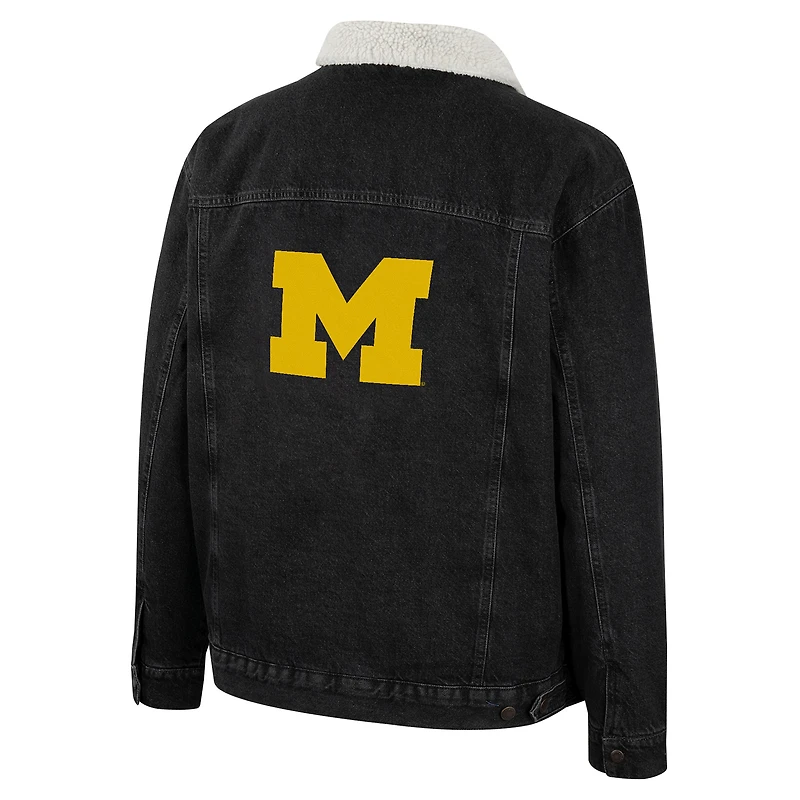 Veste en jean Colosseum x Wrangler Michigan Wolverines Western boutonnée pour homme