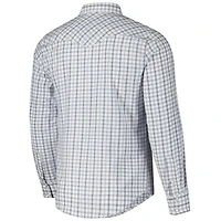 Men's Colosseum x Wrangler White Michigan Wolverines Plaid Window Pane Long Sleeve Full-Snap Shirt