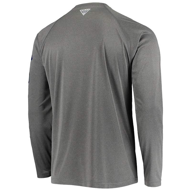 T-shirt à manches longues Columbia Charcoal Michigan Wolverines Terminal Tackle Omni-Shade Raglan pour homme