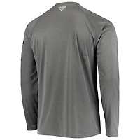 T-shirt à manches longues Columbia Charcoal Michigan Wolverines Terminal Tackle Omni-Shade Raglan pour homme