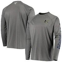 T-shirt à manches longues Columbia Charcoal Michigan Wolverines Terminal Tackle Omni-Shade Raglan pour homme