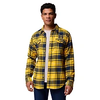 Men's Columbia  Maize Michigan Wolverines Flare Gun Omni-Wick Flannel Long Sleeve Button-Up Shirt