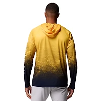 Men's Columbia  Maize Michigan Wolverines PFG Gradient Water Super Terminal Tackle Hoodie Omni-Wick T-Shirt