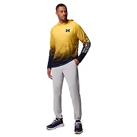 Men's Columbia  Maize Michigan Wolverines PFG Gradient Water Super Terminal Tackle Hoodie Omni-Wick T-Shirt