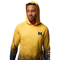 Men's Columbia  Maize Michigan Wolverines PFG Gradient Water Super Terminal Tackle Hoodie Omni-Wick T-Shirt