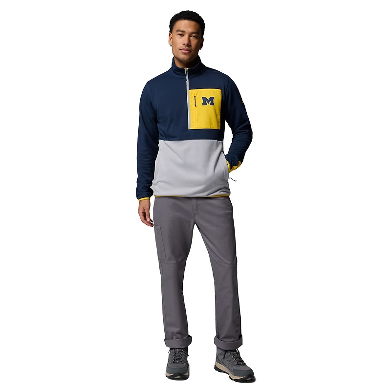 Pull mi-zippé Omni-Wick Hike pour homme Columbia bleu marine/gris Michigan Wolverines