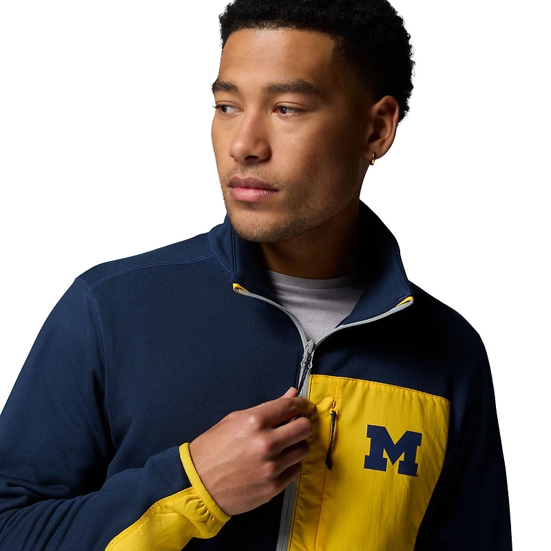 Pull mi-zippé Omni-Wick Hike pour homme Columbia bleu marine/gris Michigan Wolverines