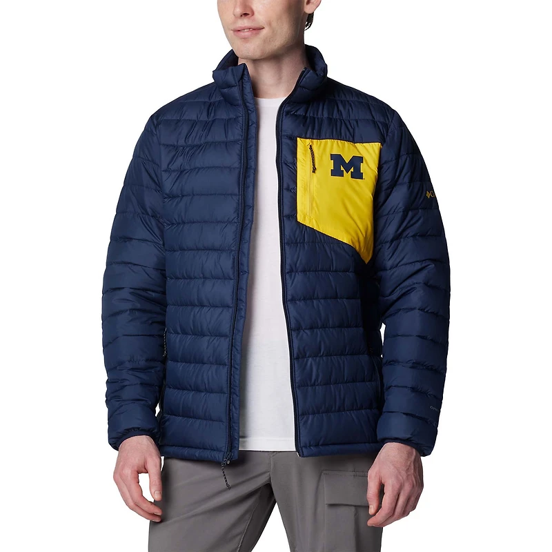Veste isolante entièrement zippée Columbia Michigan Wolverines Double Blitz Omni-Heat Infinity pour homme Bleu marine