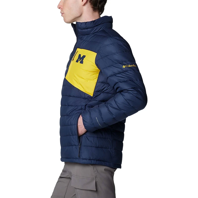 Men's Columbia Navy Michigan Wolverines Double Blitz Omni-Heat Infinity Insulated Full-Zip Jacket