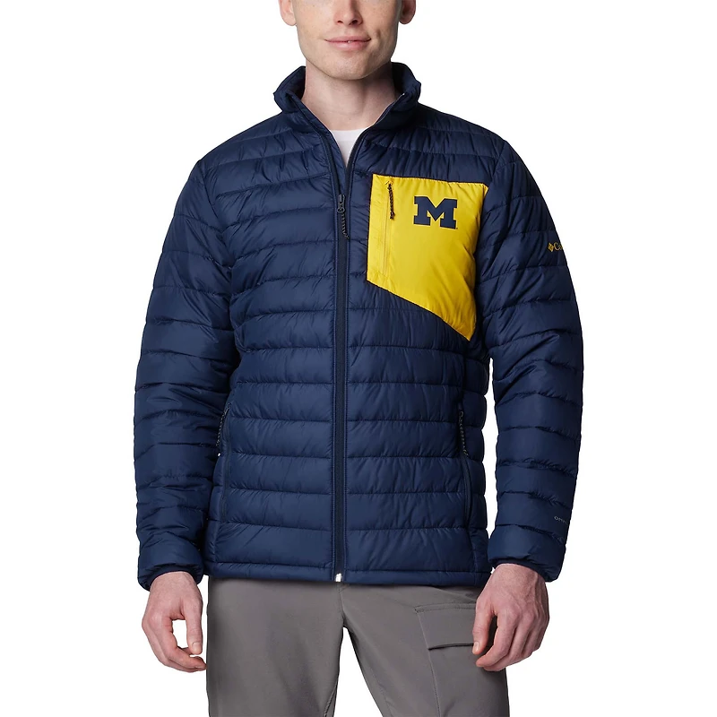 Men's Columbia Navy Michigan Wolverines Double Blitz Omni-Heat Infinity Insulated Full-Zip Jacket