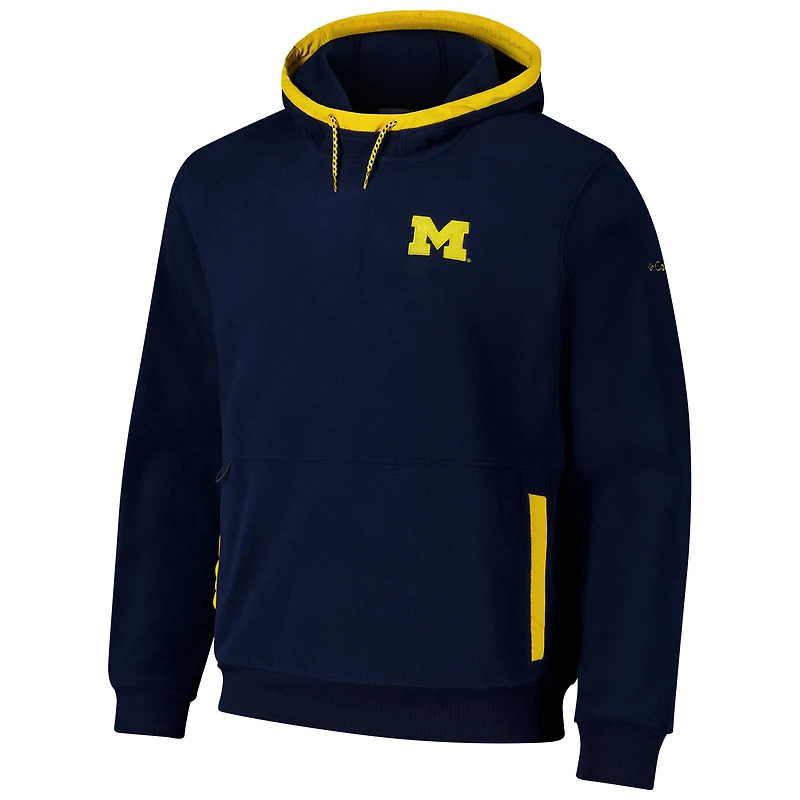 Men's  Columbia Navy Michigan Wolverines Flanker Fleece Pullover Hoodie