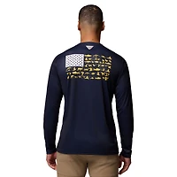Men's Columbia  Navy Michigan Wolverines PHG Terminal Shot 3-Hit Long Sleeve T-Shirt