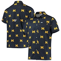 Men's Columbia Navy Michigan Wolverines Super Slack Tide Omni-Shade Button-Up Shirt