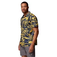 Chemise boutonnée Columbia bleu marine Michigan Wolverines Super Slack Tide Omni-Wick pour homme