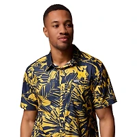 Chemise boutonnée Columbia bleu marine Michigan Wolverines Super Slack Tide Omni-Wick pour homme