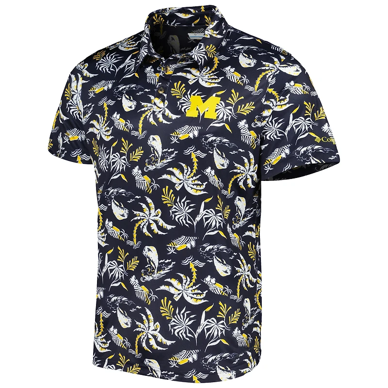 Polo pour homme Columbia Navy Michigan Wolverines Super Terminal Tackle Omni-Shade