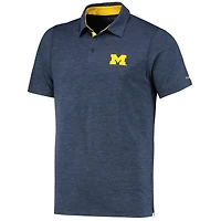 Men's Columbia Navy Michigan Wolverines Tech Trail Omni-Shade Polo