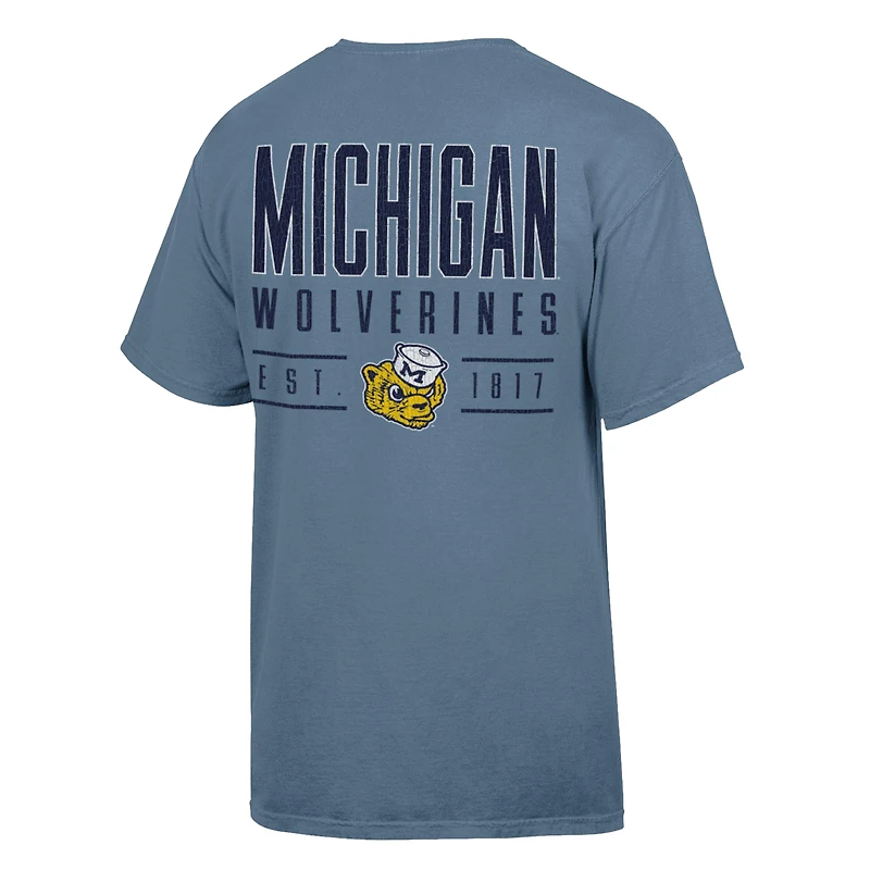 Men's ComfortWash Blue Michigan Wolverines Big Name T-Shirt