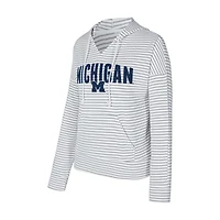 Men's Concepts Sport  White/Gray Michigan Wolverines French Terry Striped V-Neck Pullover Hoodie