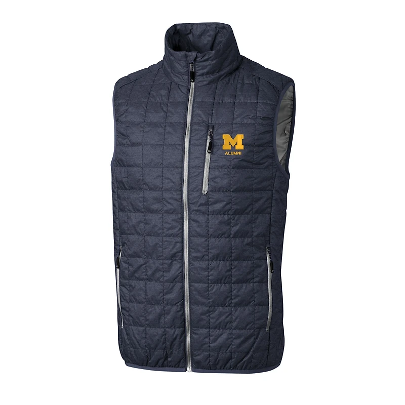 Gilet matelassé isolant entièrement zippé Rainier PrimaLoft Eco pour homme, coupe-vent et anthracite, avec logo des anciens Michigan Wolverines
