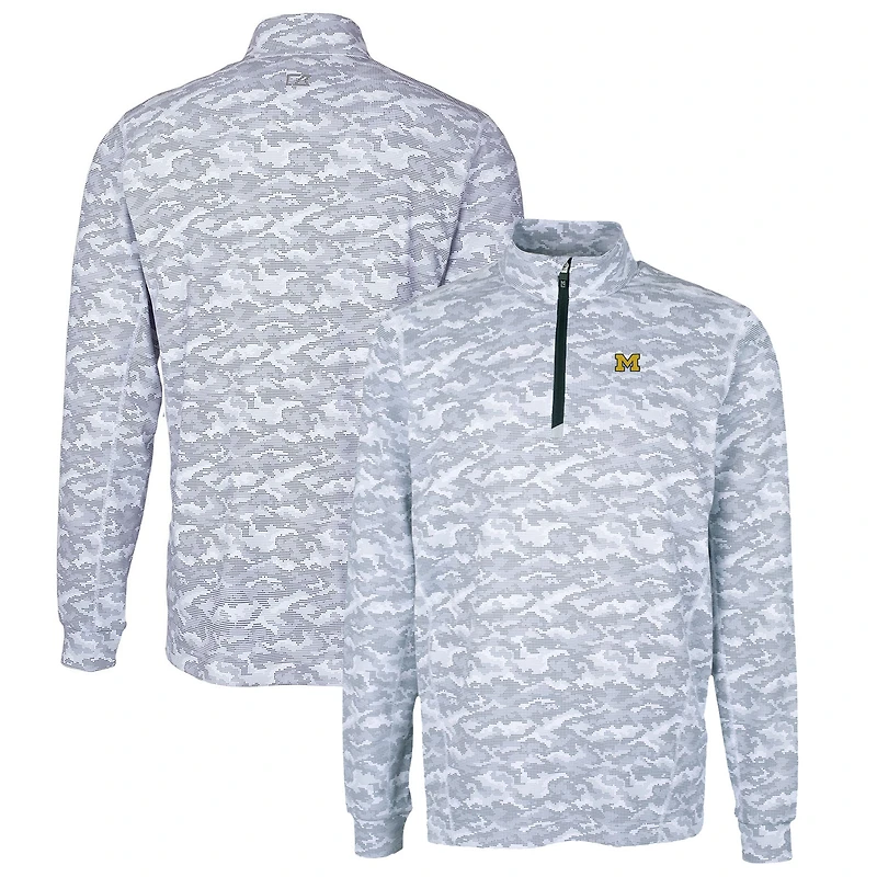 Pull-over extensible à imprimé camouflage Traverse pour homme, couleur anthracite, coupe Cutter & Buck, Michigan Wolverines, grandes tailles