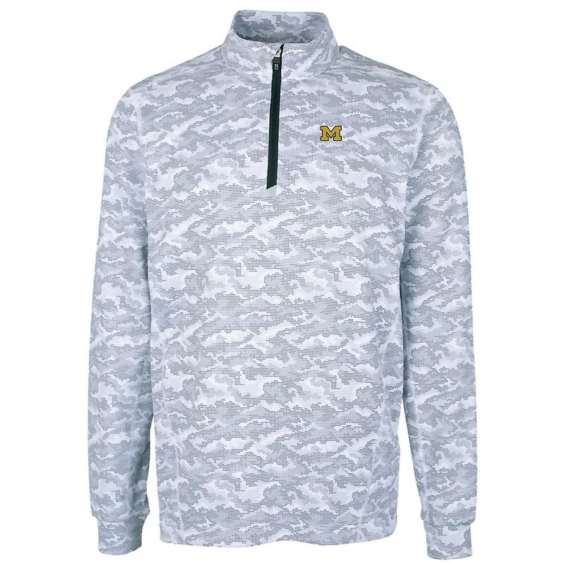 Pull-over extensible à imprimé camouflage Traverse pour homme, couleur anthracite, coupe Cutter & Buck, Michigan Wolverines, grandes tailles