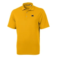 Men's Cutter & Buck Navy Michigan Wolverines Virtue Eco Pique Recycled Polo
