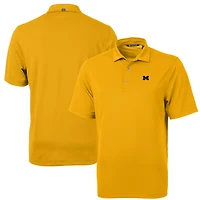 Men's Cutter & Buck Gold Michigan Wolverines Virtue Eco Pique Recycled Polo