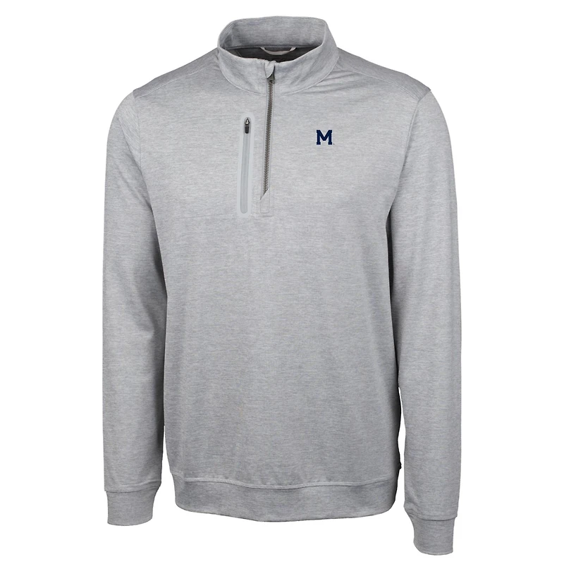 Pull-over gris à fermeture éclair quart de tour pour homme, modèle Cutter & Buck des Michigan Wolverines Vault, grande taille