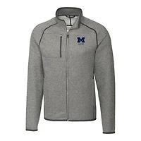 Men's Cutter & Buck  Heather Gray Michigan Wolverines Alumni Logo Mainsail Sweater-Knit Full-Zip Jacket