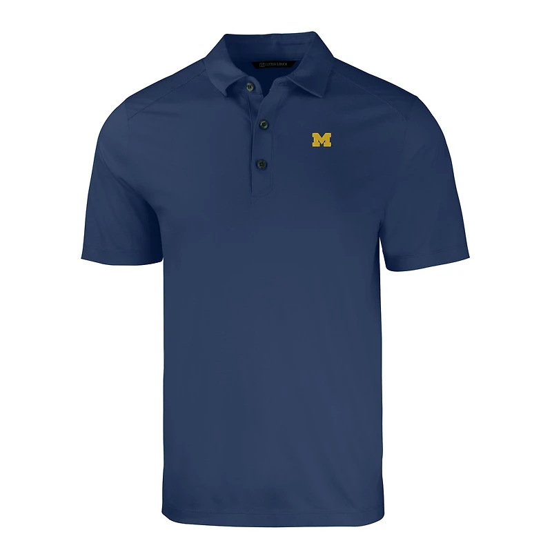Polo recyclé extensible écologique Forge pour homme Cutter & Buck Heather Navy Michigan Wolverines, grandes tailles