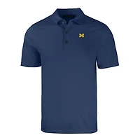 Polo recyclé extensible écologique Forge pour homme Cutter & Buck Heather Navy Michigan Wolverines, grandes tailles