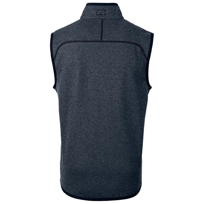 Gilet zippé en maille Cutter & Buck Heather Navy Michigan Wolverines Mainsail pour homme