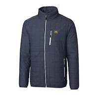Doudoune isolante entièrement zippée Rainier PrimaLoft Eco pour homme, bleu marine chiné, avec logo de l'équipe Michigan Wolverines, taille grande et