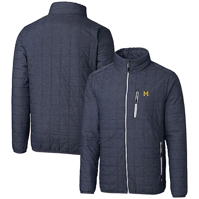 Doudoune isolante entièrement zippée Rainier PrimaLoft Eco pour homme, bleu marine chiné, avec logo de l'équipe Michigan Wolverines, taille grande et