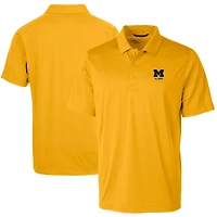 Men's Cutter & Buck  Maize Michigan Wolverines Alumni Logo Prospect Textured Stretch Polo