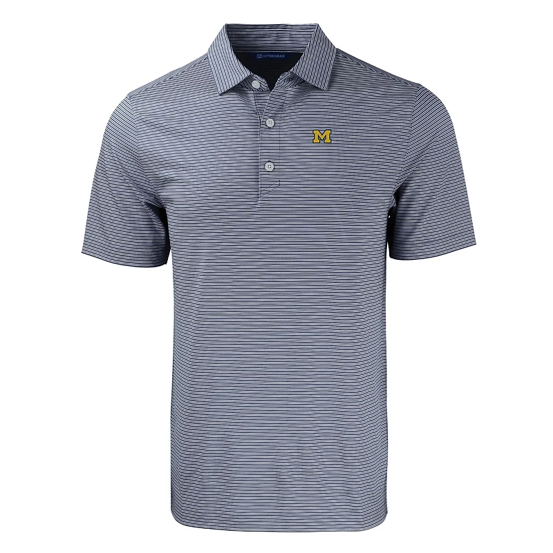 Polo extensible recyclé à double rayure Forge Eco pour homme, bleu marine/blanc, des Michigan Wolverines, de taille grande et