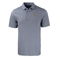 Polo extensible recyclé à double rayure Forge Eco pour homme, bleu marine/blanc, des Michigan Wolverines, de taille grande et
