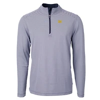 Pull-over zippé recyclé à micro-rayures et piqué écologique pour homme, bleu marine/blanc, des Michigan Wolverines, de taille grande taille, Cutter & Buck