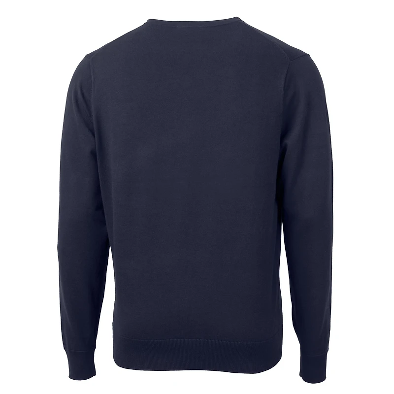 Pull à col en V bleu marine pour homme, coupeur et buck, logo des anciens Wolverines du Michigan, Lakemont Tri-Blend