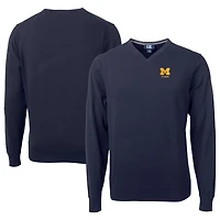 Pull à col en V bleu marine pour homme, coupeur et buck, logo des anciens Wolverines du Michigan, Lakemont Tri-Blend