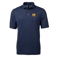 Men's Cutter & Buck  Navy Michigan Wolverines Alumni Logo Virtue Eco Pique Tile Print Recycled Polo